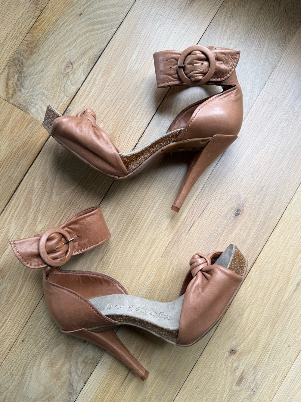 Pedro Garcia Tan Knotted Ankle-Strap Sandals